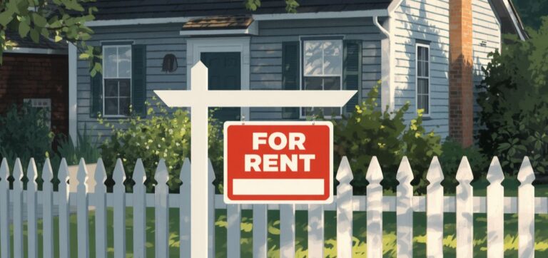 For Rent sign in front of a home.